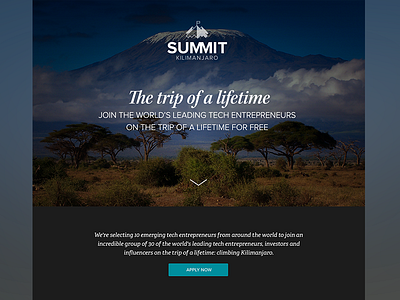 Summit Kilimanjaro charity homepage kilimanjaro landing startup web design