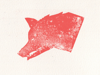 Wolf block print la perdida lino print printmaking red stamp texture wolf