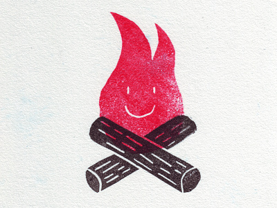 Friendly Fire block print fire lino print printmaking stamp texture