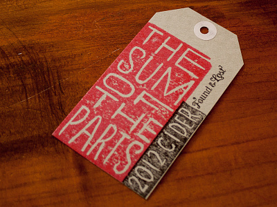 The Sum of the Parts booze cider found label lino linocut stamp