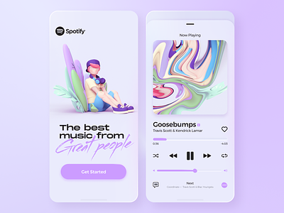 Spotify // Mobile App app design interaction ios mobil music app player spotify typography ui ux