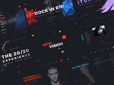 Justin Timberlake clean design flat grid music navigation site typography ui ux web