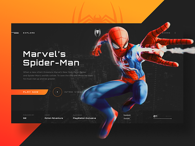 Spider-man clean comics design grid marvel menu navigation promo site spider-man typography ui ux web