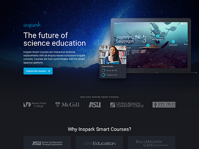 Science courses landing page