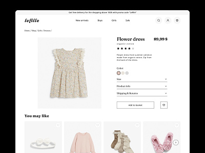 Lefille product view basket clothes design ecommerce graphic design product product info retail shopping ui ux web design