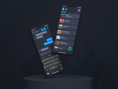 SipSip Debut chat dark mode dark theme dark ui flat friends messenger modern music social media spotify