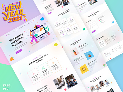 Rou - Modern Startup and Agency Landing Page Free Psd Template 2021 2021 design agency best uiux free psd template freebie freebie psd freepik gift illustration latest design trends modern modern agency new years new years gift startup uidesign uiux uiuxdesign