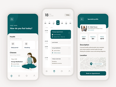 Mindfulness App 🪷 appointment book appointment exercises health healthcare list meditation mental health mindfulness mobile app schedule selfcare therapist uxui yoga