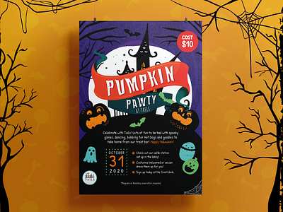 Event Poster and Flyer | Pet Party branding design flyer graphic design halloween illustration invitation layout marketing materials poster print media