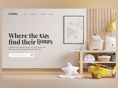ToyFinder | Landing Page Exploration clean colorful ecommerce gold hero kids landing minimalistic play search toy ui website yellow