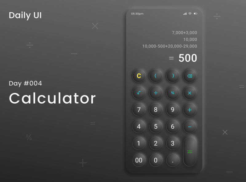 Daily Ui Challenge - Calculator by Abhijeet Gonsalves on Dribbble
