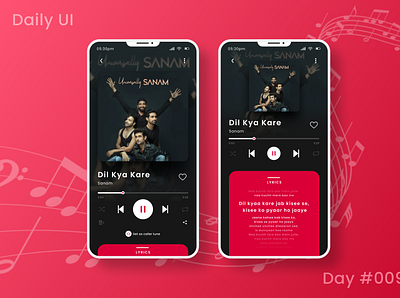 Daily Ui Challenge - Music Player 009 app uidesign dailyui dailyuichallenge darktheme day009 mobile ui design music music app music player music player app uidesign uiux