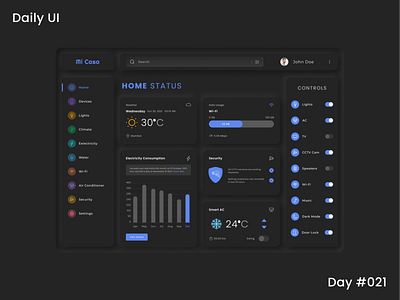 Daily UI Challenge - Home Monitoring Dashboard (Neomorphism 1) appui dailyui dailyuichallenge dark theme darktheme dashboard dashboard app day021 day21 home monitoring home monitoring dashboard home monitoring syastem light theme lighttheme neomorphism smart home smart house ui uidesign uiux