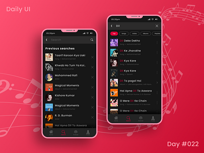 Daily Ui Challenge - Search 22 appui dailyui dailyuichallenge dark theme darktheme day 22 day22 design figma music app music player spotify ui uidesign uiux