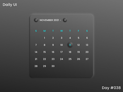 Daily UI Challenge - Calendar (Dark) 38 appui calendar calendar app calendar dropdown dailyui dailyuichallenge dark theme darktheme date selection day 38 design figma glassmorphism light theme lighttheme neomorphism ui uidesign uiux