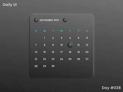 Daily UI Challenge - Calendar (Dark)
