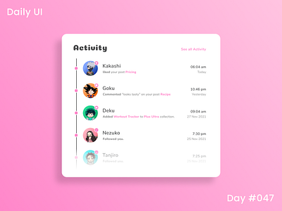 Daily UI Challenge - Activity Feed