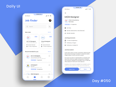 Daily UI Challenge - Job Listing 50 appui career careers app dailyui dailyuichallenge day 50 day 50 job listing day 50 job listing day50 design job job finder job finder app jobs light theme linked in ui uidesign