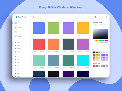 Daily UI Challenge - Color Picker 60 appui art color color picker colour colour palette dailyui dailyuichallenge dashboard day 60 day 60 color picker design graphic design light theme logo ui uidesign uiux