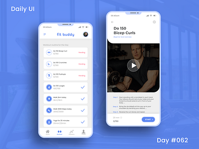Daily UI Challenge - Workout of the Day 62 appui dailyui dailyuichallenge day 62 day 62 workout of the day fitness fitness app gym gym app light theme logo ui uidesign uiux workout workout of the day workout tracker