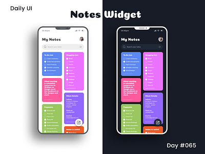 Daily UI Challenge - Notes Widget 65 appui dailyui dailyuichallenge dark maode day 65 day 65 notes widget design graphic design keep notes light theme notes notes widget post sticky notes to do list ui uidesign uiux