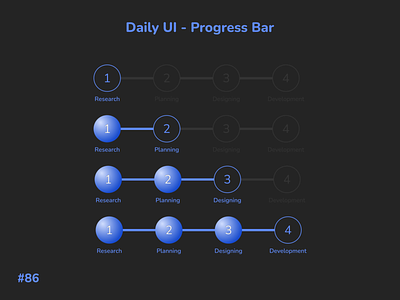 Daily UI Challenge - Progress Bar 86 appui dailyui dailyuichallenge dark mode dark theme day 86 day 86 progress bar design light theme progress progress bar step ui uidesign uiux