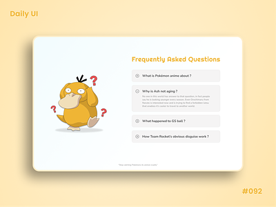Daily UI Challenge - F.A.Q 92 appui comments daily ui challenge - f.a.q dailyui dailyuichallenge day 92 day 92 faq design dropdown f.a.q frequently asked questions graphic design light theme pokemon qna ui uidesign uiux