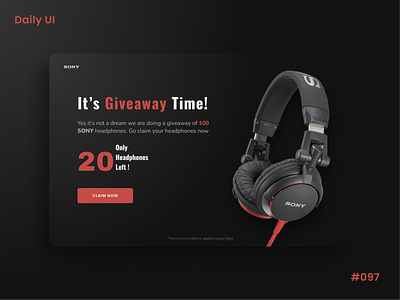 Daily UI Challenge - Giveaway 97 adds advertisement appui branding claim now dailyui dailyuichallenge dark theme day 97 day 97 giveaway design giveaway graphic design logo offer sale ui uidesign uiux