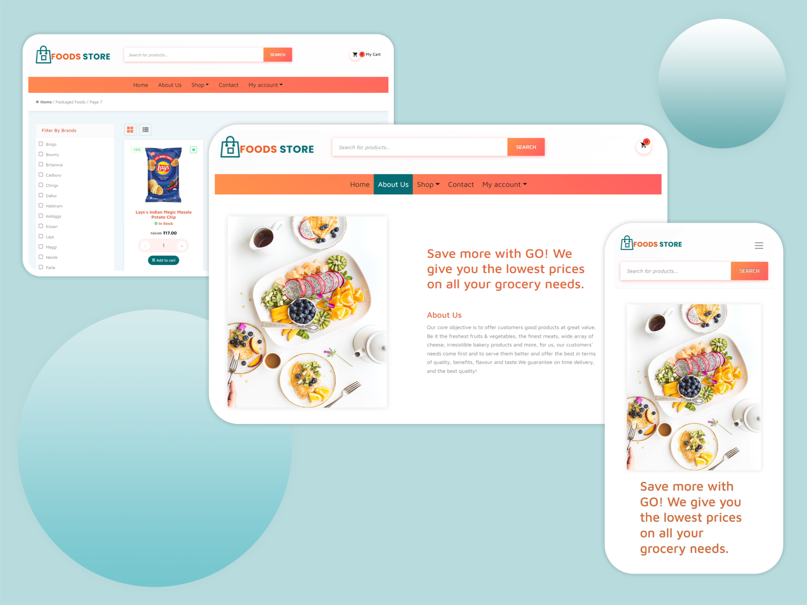 site and Mobile App Design Food Store Online Store by site