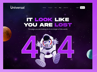 Universal 404 Page 3d animation app app concept background branding clean design dribble figma flat graphic design illustration logo motion graphics red ui vector web website