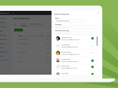 QuickBooks Online — User Management — Groups