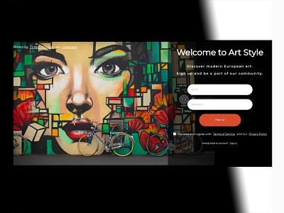 Artistic sign up page art design ui