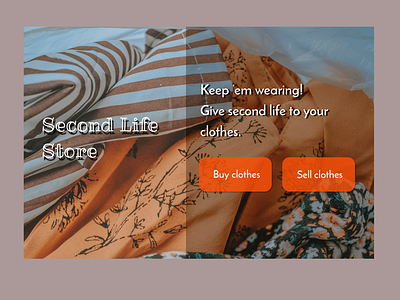 Landing page for secondhand store