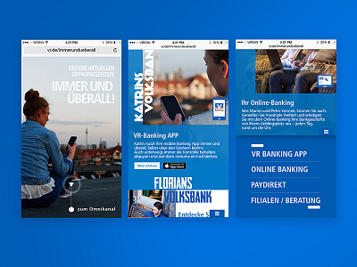 Volksbanken Omnichannel bank blue mobile smartphone ui