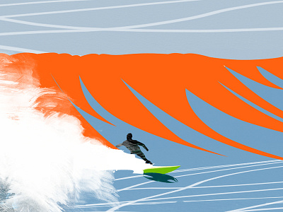 Surfing digital illustration surfing water wave work in progress
