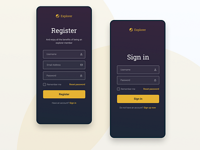 Sign up|Sign in pages. design ui web