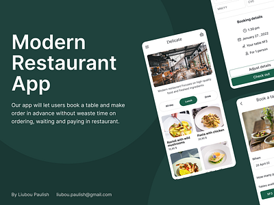 Modern Restaurant App branding design typography ui ux