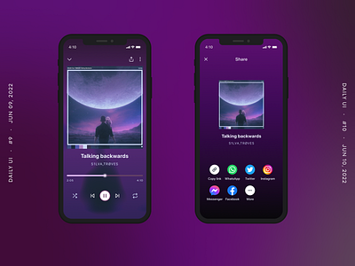 Music Player and Social Share design ui ux web