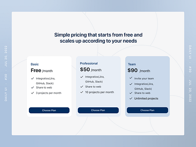 Pricing branding dailyui design ui ux web