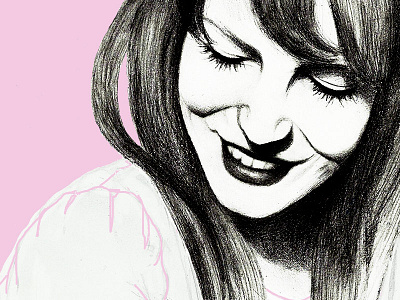 Smile girl illustration pencil portrait smile