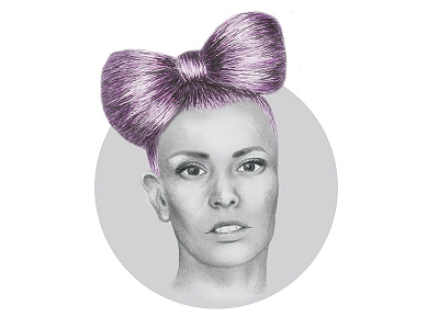 Minnie bow drawing girl hair illustration pencil portrait