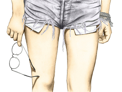 Missing summer drawing girl illustration legs mixedmedia pencil shorts workinprogress