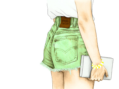 One more drawing girl illustration legs mixedmedia pencil shorts workinprogress