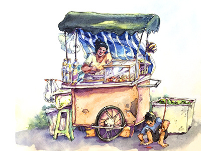 Thai Fast Food aksinja la paloma fast food illustration sketch thailand watercolor