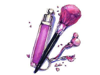 Girl stuff aksinja la paloma cosmetics illustration sketch watercolor