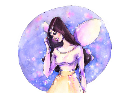 Magic girl aksinja la paloma illustration painting sketch watercolor