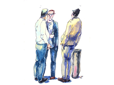Men's talk aksinja la paloma conversation illustration male men painting sketch watercolor