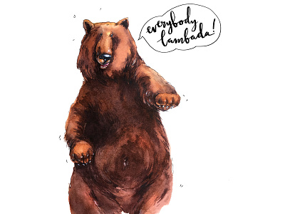 Lambada bear aksinja la paloma animals bear design illustration painting sketch watercolor
