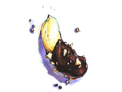 Chocolate-covered banana aksinja la paloma banana chocolate illustration painting sketch watercolor