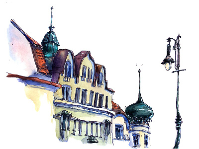 Prague streets aksinja la paloma architecture illustration painting prague sketch urban watercolor